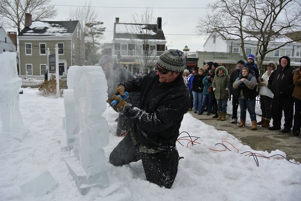 Ice carving at HarborFrost on Saturday.