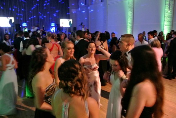 On the dance floor at the prom.