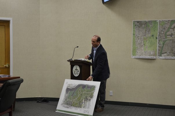 Steven Nieroda presented the final concept plan for the 14-acre park in Riverside at a Town Board work session on Thursday. GREG WEHNER