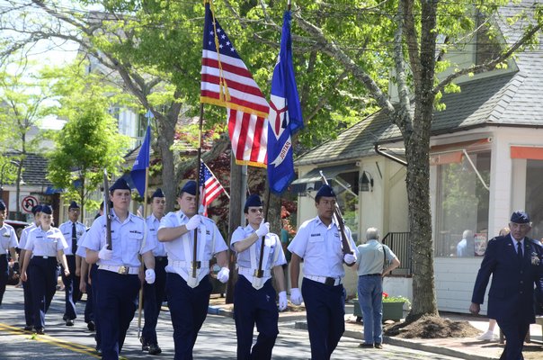 The Memorial Day Parade worked its way down Jobs Lane in Southampton Village on Monday morning. GREG WEHNER
