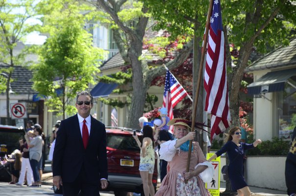Bill Evans of WLNG radio marched in a Memorial Day Parade
