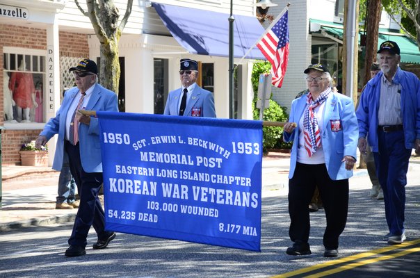 The Southampton Village Memorial Day Parade worked its way down Jobs Lane on Monday morning. GREG