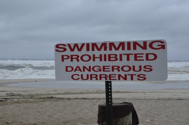 Southampton Village officials posted signs along the beaches telling people not to go swimming. GREG WEHNER