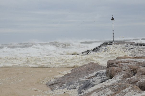 Rough seas generated by Hurircane Jose were seen at the Shinnecock Inlet. GREG WEHNER