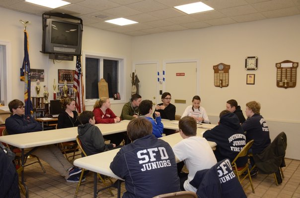 The Southampton junior firefighters conducted their monthly meeting on April 1. GREG WEHNER