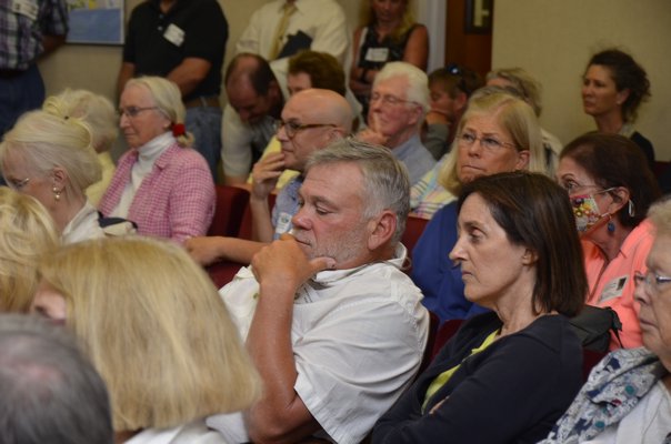 Southampton residents filled Town Hall on Monday to speak out about a deal made between the Town Trustees and a homeowner on Rose Hill Road in Water Mill. GREG WEHNER