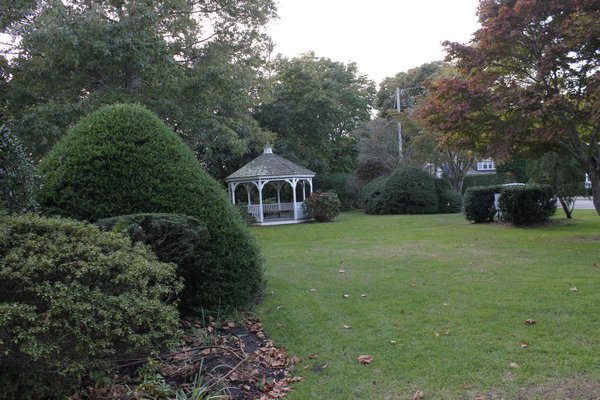 The Quogue Village Green features a beautiful white gazebo