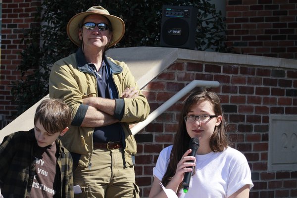  club Jok Kommer speaks during an Arbor Day event in front of Westhampton Beach Village Hall on Friday. KYLE CAMPBELL