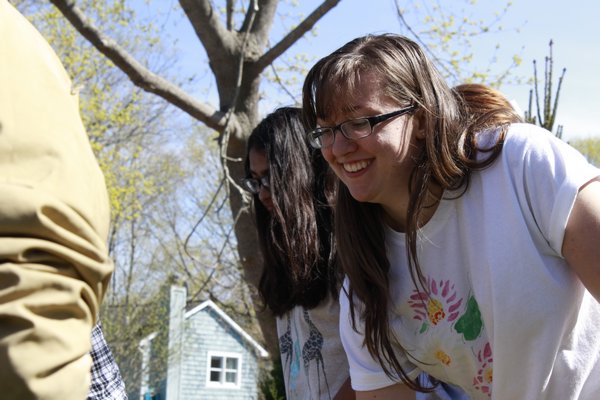  and his students plant a tree outside Westhampton Beach Village Hall on Friday