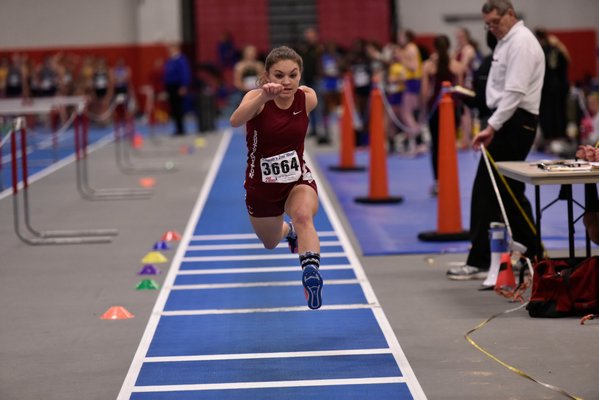 Southampton's Chloe Schmidt in the triple jump at a crossover meet on January 21. RICCI PARADISO