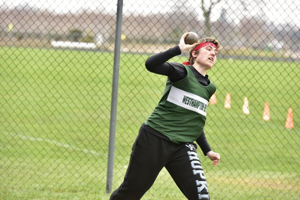 Lucy DiBenedetto of Westhampton Beach in the shot put. RICCI PARADISO
