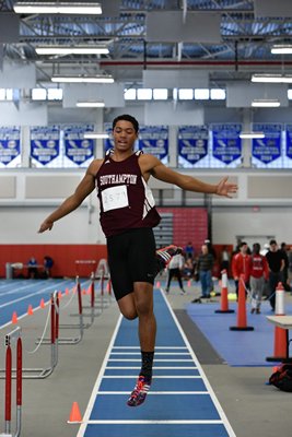 Southampton's Jesse Scanlon finished third in the triple jump at the Small Schools Championships on Sunday. RICCI PARADISO