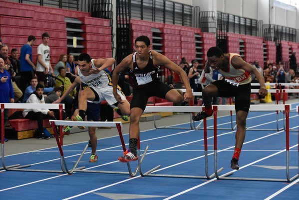 Southampton's Jesse Scanlon won the 55-meter hurdles and broke the school record at the Small Schools Championships on Sunday. RICCI PARADISO