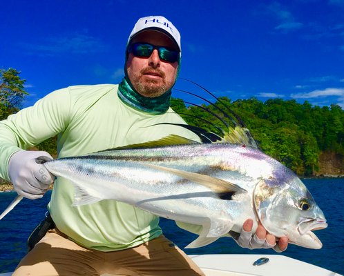 Chris Hatch of East Hampton with a nice roosterfish caught plug casting in Panama recently.