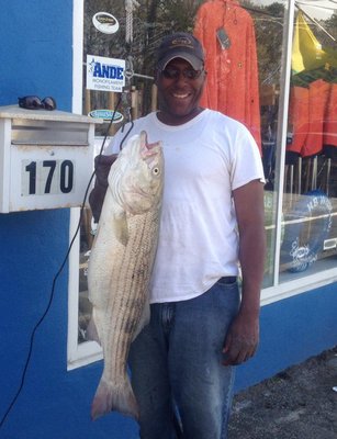 and his dad Pedor landed this 40-inch striped bass last week. Pedro Segarra