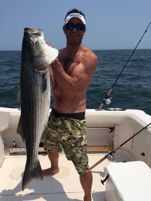 Big stripers have set up in the waters just off the Montauk Lighthouse Aubrey Baratta