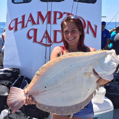 Jenna Lombardo won the pool aboard the Hampton Lady over the weekend with this doormat-sized fluke. Capt. James Foley