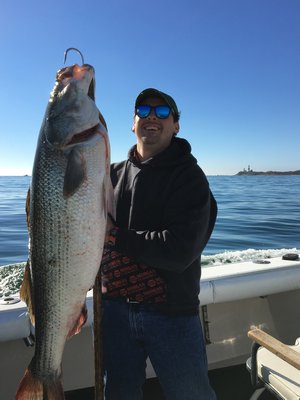 Mike Pintauro of Sag Harbor hung his first 50 pounder on a trip to Block Island aboard the Hurry Up last week.