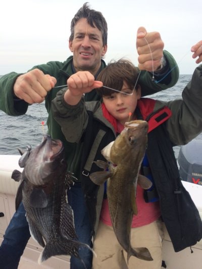 Bobby Schroeder with a big codfish he caught aboard the Viking Fivestar during a recent wreck fishing trip out of Montauk. Courtesy the Viking Fleet
