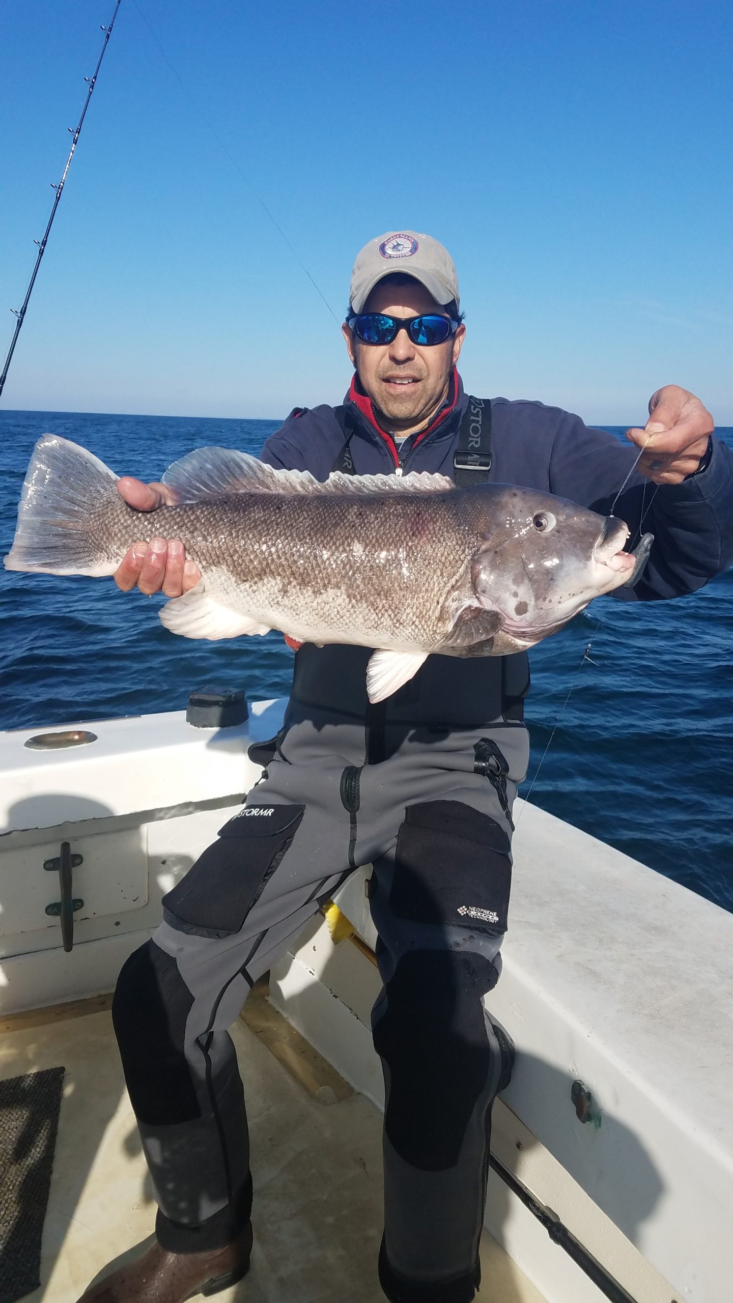 George Pharoah of Sag Harbor helped this 10.4 pound blackfish mugged for the camera and then released him. George was fishing aboard the Blue Fin IV last week, the final week of a great blackfish season. 