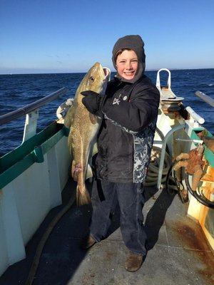 Austin Dunham of East Hampton won the pool on a recent Viking Fleet trip to the cod grounds with this nice 15 pounder. Courtesy the Viking Fleet