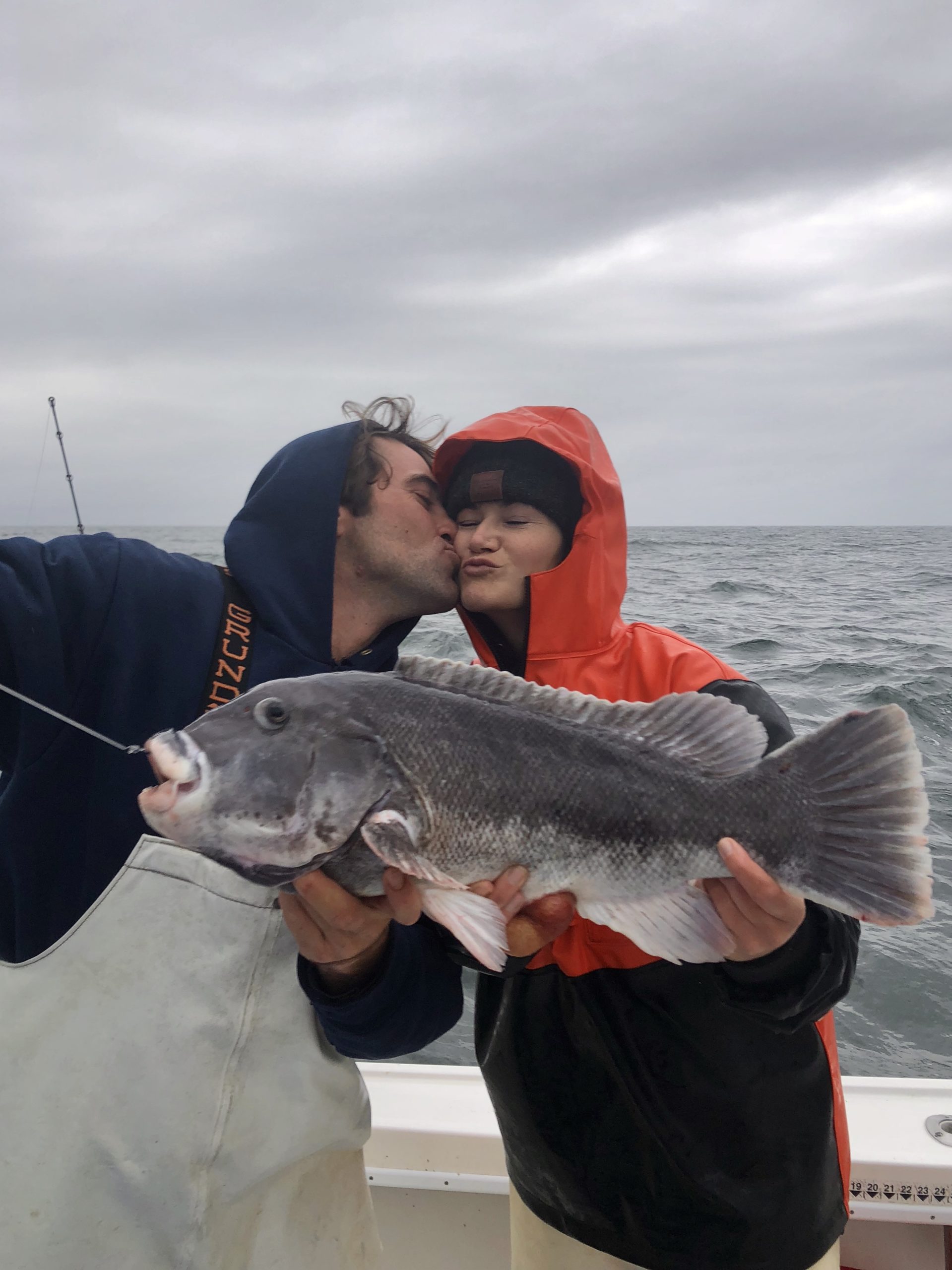 Mark Semkus was mighty proud of his girlfriend Caroline Whelan for catching this nice blackfish recently.