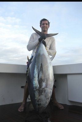 Joe Baratta with one of the many bigeye tuna that have been caught by anglers in the last few weeks