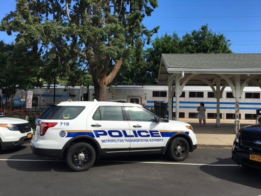 Police responded to a bomb threat on an East Hampton LIRR train Sunday morning. LAURA WEIR
