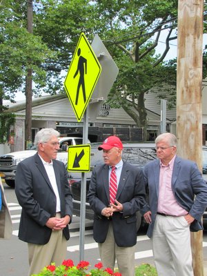 000 state grant that will help the town pay to install four lighted crosswalks at dangerous crossings of Montauk Highway in Amagansett and Montauk. MRW
