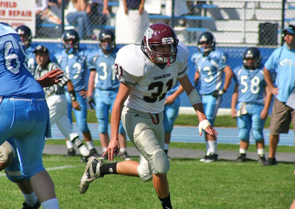 Bonacker linebacker Desmond Tavera rushing the quarterback during Sunday's win.