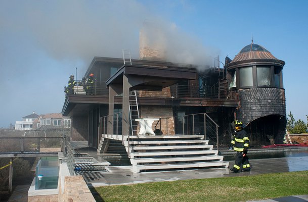 A fire at Boathouse Road in Shinnecock Hills. ERIN MCKINLEY