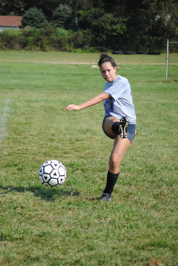 Diego Villacorta possesses the ball while looking for a teammate during a drill. 