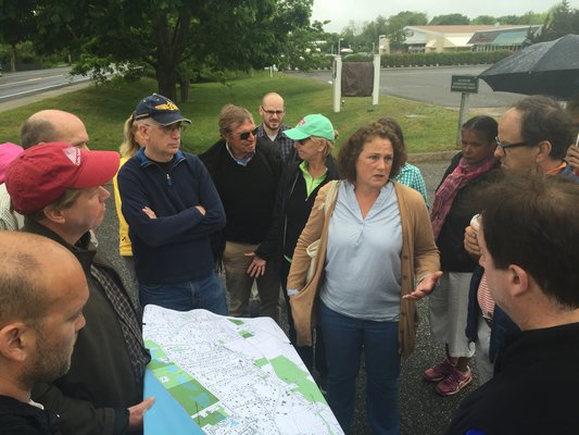 East Hampton Housing Authority Director Catherine Casey explained plans for the rental apartment complex to be built on a property at the eastern end of Amagansett's business district. MRW