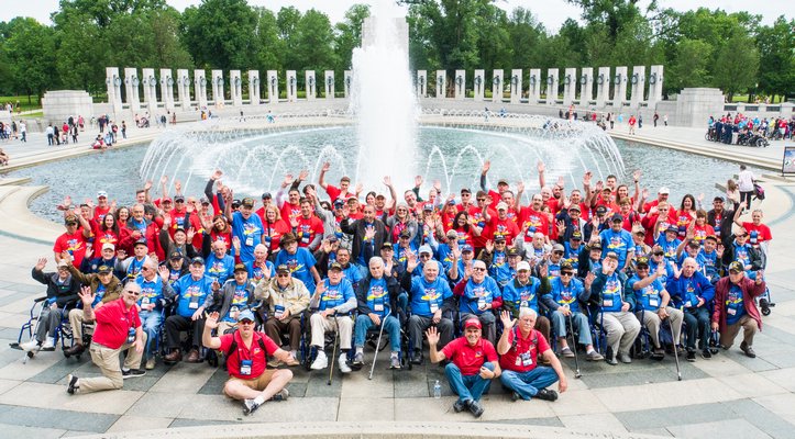 All of the veterans and guardian angels who participated in the Honor Flight. COURTESY CONCIERGE PHOTOGRAPHY