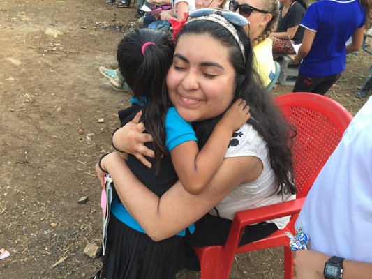 Katherine Espinoza bonds with her host sister in Nicaragua. COURTESY ANDREA HERNANDEZ