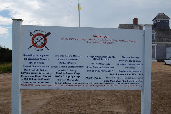 A list of supporters and sponsors who've helped the renovations of the Life-Saving Station JON WINKLER