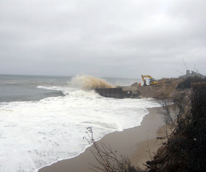 Many residents have bulkheads to protect their houses from wave damage.