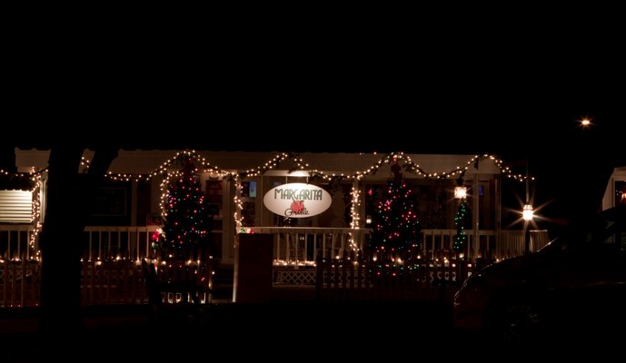 The Margarita Grille placed third in the Large Business category of the 12th Annual Village of Westhampton Beach Holiday Lighting Contest. NEIL SALVAGGIO