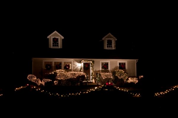 The Heffernan family on Oneck Lane took home second place in the Residence cateogry of the 12th Annual Village of Westhampton Beach Holiday Lighting Contest. NEIL SALVAGGIO