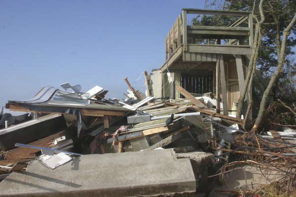 The wreckage of Ronald Lauder's oceanfront cottage in Wainscott following Hurricane Sandy. MICHAEL WRIGHT