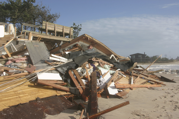 The wreckage of Ronald Lauder's oceanfront cottage in Wainscott following Hurricane Sandy. MICHAEL WRIGHT