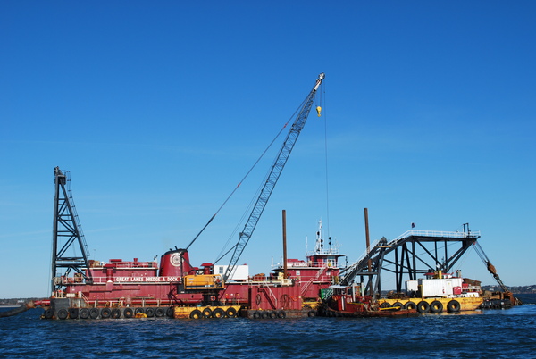 Dredging at the Shinnecock Canal in December 2009.