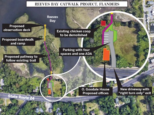 Southampton Town officials plan to have a catwalk and observation deck constructed on Reeves Bay. MICHAEL PINTAURO