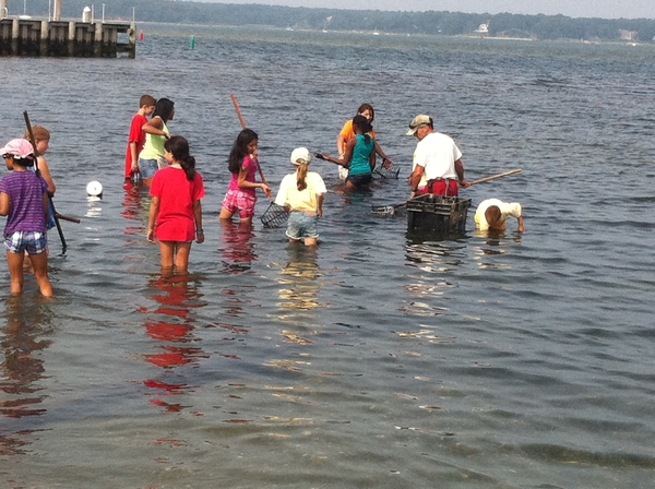 Children visited the East Hampton Town Shellfish Hatchery to learn about local ecology during a summer program run by Project MOST and funded by the Levitt Foundation. COURTESY PROJECT MOST