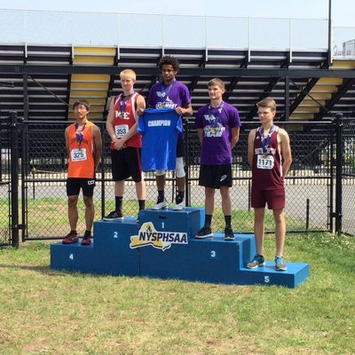 Southampton's Sebastian Pereira (far right) finished fifth in the state in the triple jump