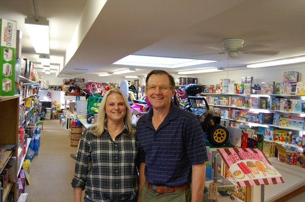 Polly and Roy Stevenson inside their store
