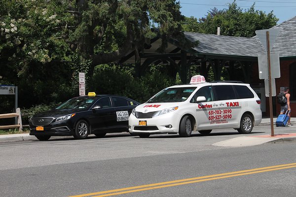 Taxis at the East Hampton train station. 