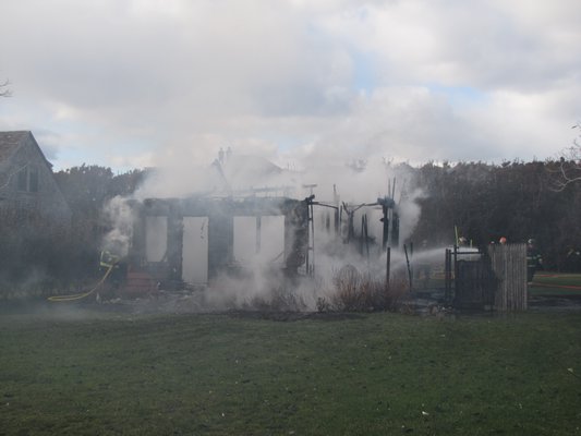 Fire raged through a cottage on Townline Road in Sagaponack on Friday afternoon. Firefighters from Bridgehampton and East Hampton Fire Departments responded and doused the flames but the st