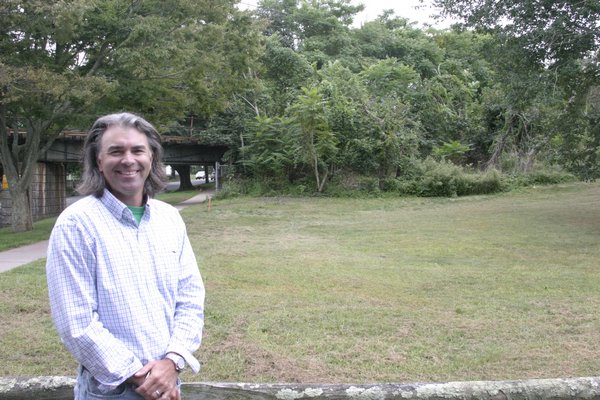 Bruce Siska and other neighbors are concerned about the visual impact of the LIRR removing all vegetation from alongside hundreds of feet of railroad tracks near North Main Street and Accabonac Road in East Hampton Village. Michael Wright