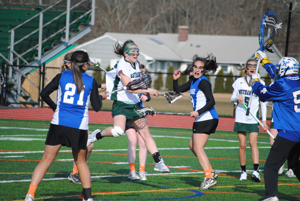 Haley Laube unloads a shot against Hauppauge.
